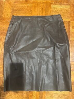 Classic Leather Pencil Skirt in Dark Brown